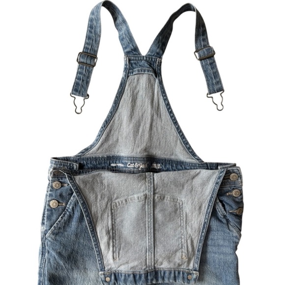Cat & Jack Unisex Kids Distressed Blue Denim Bib Straight Overalls Size XL (14) - Picture 6 of 13